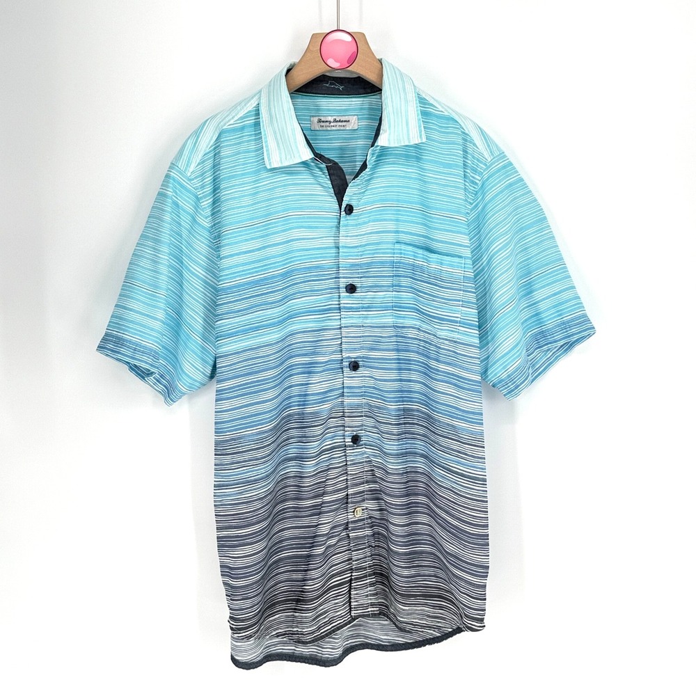 Tommy Bahama Coconut Point Camp Shirt Coastal Resortwear Cobalt Blue Men's Large - Picture 1 of 6
